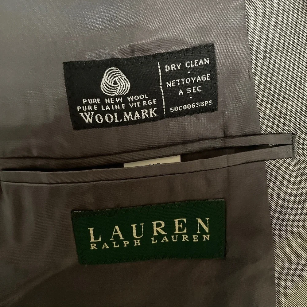 Lauren Ralph Lauren Suit Jacket‎ Mens 44R Grey 100% Wool Coat